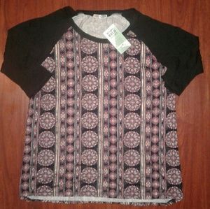 Honey & Lace Quater Sleeve Raglan Top Size XL